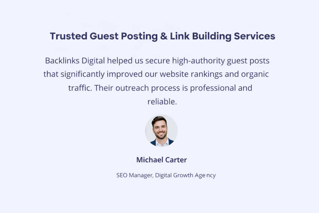 trusted guest posting testimonial with headshot